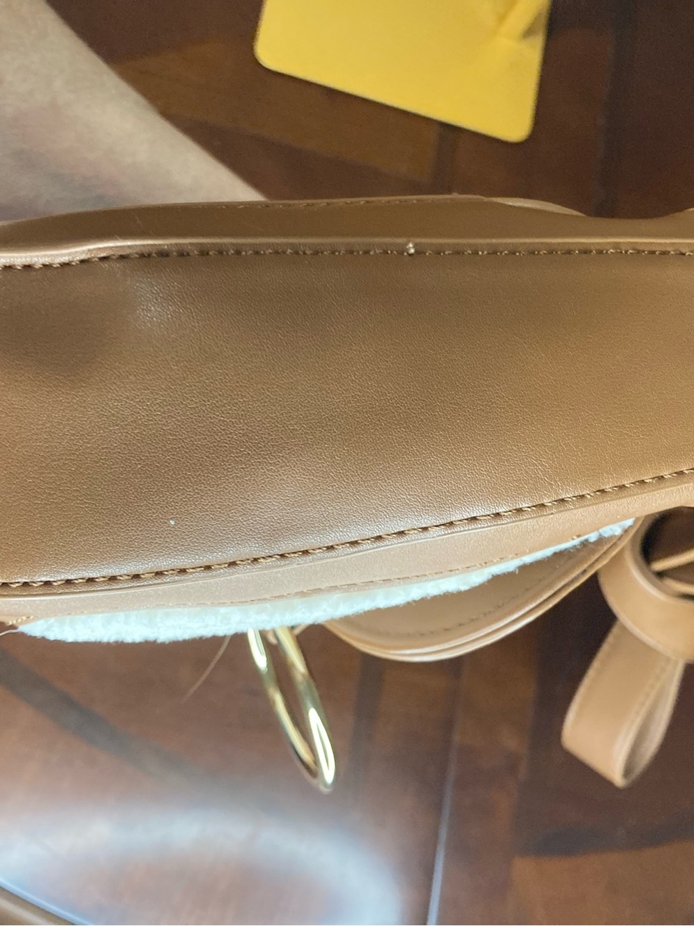 Antik Kraft Vegan Leather & Shearling Crossbody Saddle Bag - Cognac & Cream NWOT - Picture 4 of 15